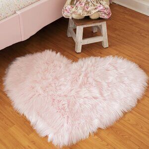 Two heart pink shag rugs